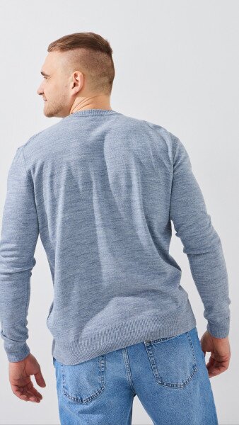 Купить Джемпер однотонный мужской GENUA G01205-0002 XL Джинсовый Артикул: 2000999471377 Фото №5