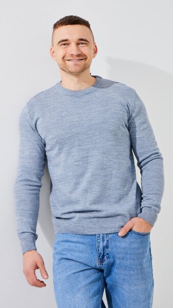 Купить Джемпер однотонный мужской GENUA G01205-0002 XL Джинсовый Артикул: 2000999471377 Фото №1