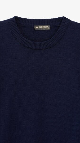 Купить Джемпер однотонный мужской GENUA G01205-0002 L Темно-синий Артикул: 2000999471452 Фото №8