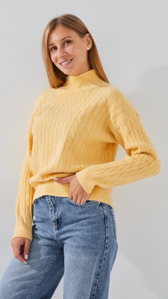 Купить Джемпер однотонный женский 04 One Size Бежевый Артикул: 2000999165948 Фото №3