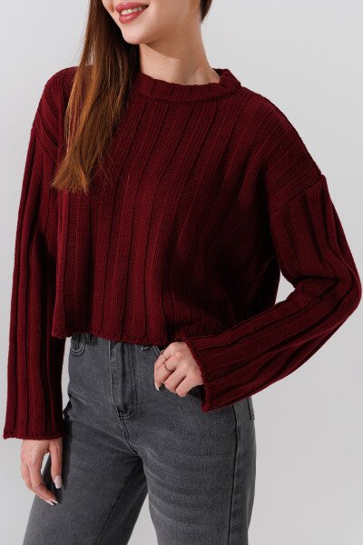 Купить Джемпер однотонный женский Pomella 2256 One Size Бордовый Артикул: 2000990849861 Фото №5