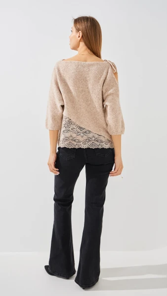 Купить Джемпер однотонный женский Pomella 2661 One Size Бежевый Артикул: 2000999492761 Фото №6