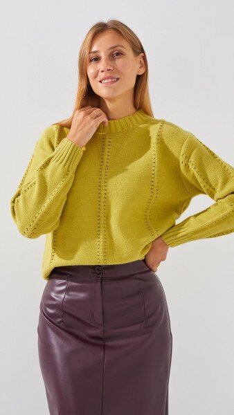 Купить Джемпер однотонный женский RB-20 One Size Салатовый Артикул: 2000999206641 Фото №3