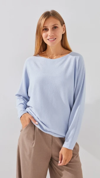 Джемпер однотонный женский YT15632 One Size Голубой  Фото №0