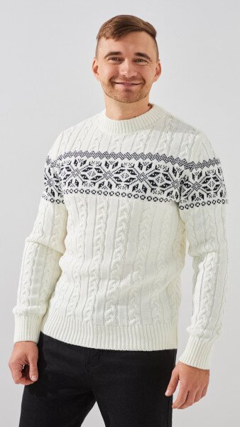 Купить Джемпер с узором мужской GENUA PB008 XL Белый Артикул: 2000999344428 Фото №1
