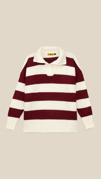 Купить Джемпер с узором женский LAWA WTC08682 L/XL Бордово-молочный Артикул: 2000999284564 Фото №7