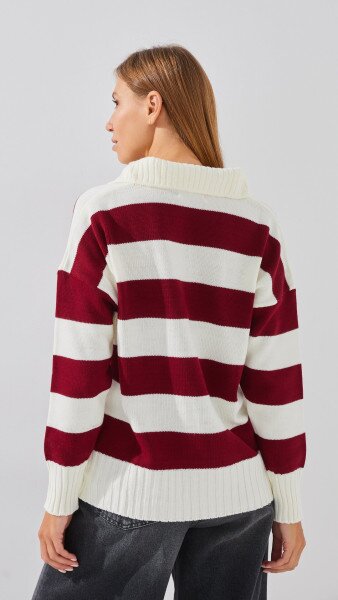 Купить Джемпер с узором женский LAWA WTC08682 L/XL Бордово-молочный Артикул: 2000999284564 Фото №5
