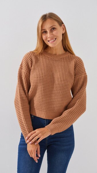 Купить Джемпер однотонный женский On me 225004 One Size Бежевый Артикул: 2000990151223 Фото №1