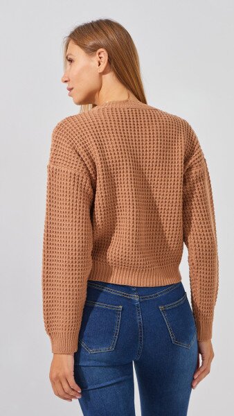 Купить Джемпер однотонный женский On me 225004 One Size Бежевый Артикул: 2000990151223 Фото №4