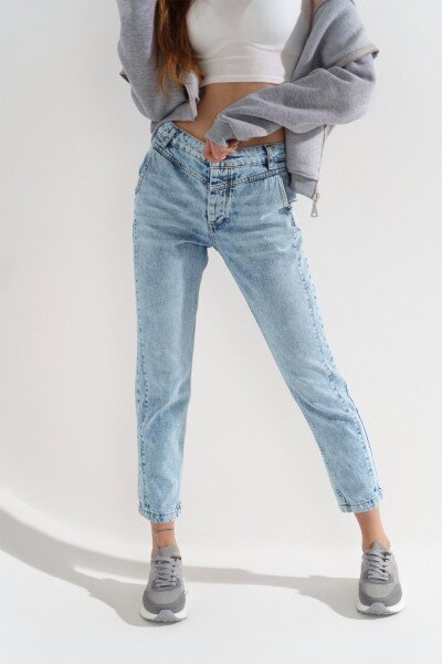 Купить Джинсы Mom Fit женские Karol 23543 38 Голубой (2000990360625D) Артикул: 2000990360625 Фото №5
