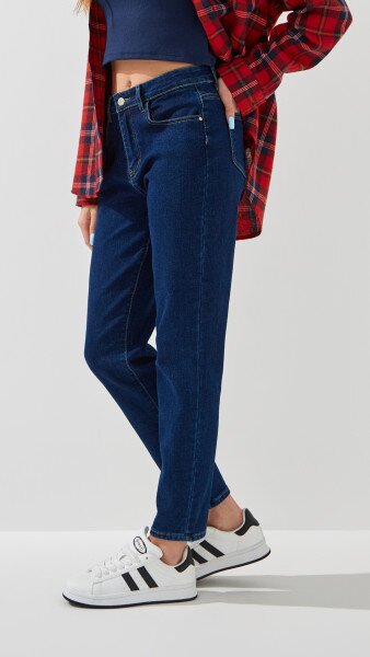 Купить Джинсы Mom Fit женские 1319 25 Синий Артикул: 2000999170591 Фото №3