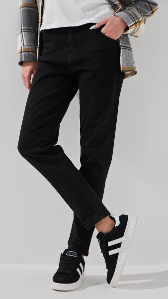 Купить Джинсы Mom Fit женские 3017 25 Черный Артикул: 2000999186509 Фото №2