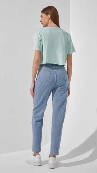 Джинсы Mom Fit женские 801 S Голубой  Фото №3