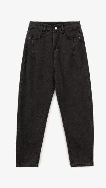 Купить Джинсы однотонные Mom Fit женские 1907 L Серый Артикул: 2000999193095 Фото №7