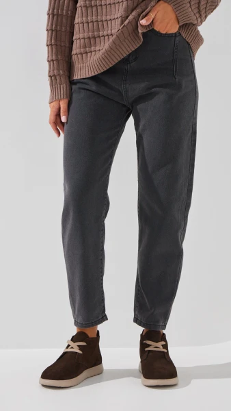 Джинсы однотонные Mom Fit женские 1907 3XL Серый  Фото №1