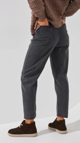 Джинсы однотонные Mom Fit женские 1907 3XL Серый  Фото №3