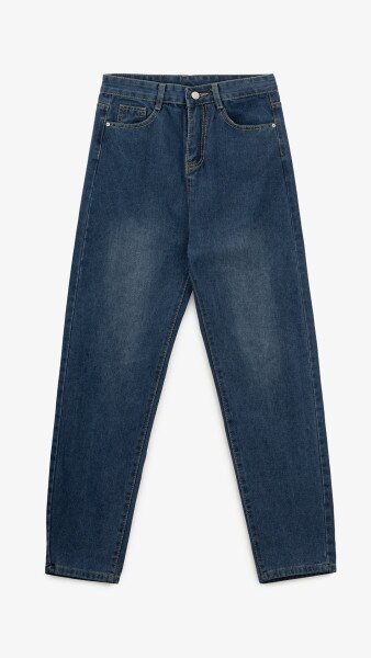 Купить Джинсы однотонные Mom Fit женские 1908 M Синий Артикул: 2000999193217 Фото №7