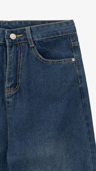 Купить Джинсы однотонные Mom Fit женские 1908 M Синий Артикул: 2000999193217 Фото №8