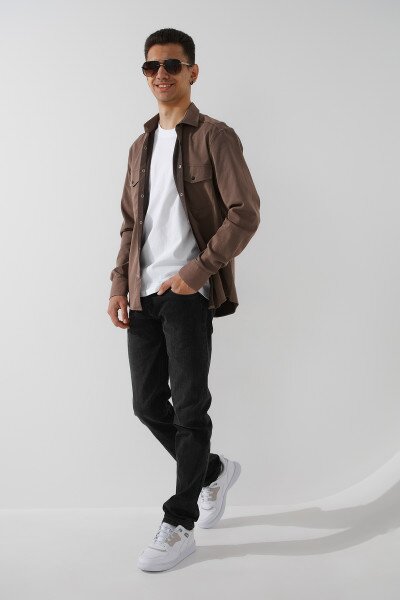 Купить Джинсы Slim Fit мужские W008- 6 29 Темно-серый Артикул: 2000991039339 Фото №3