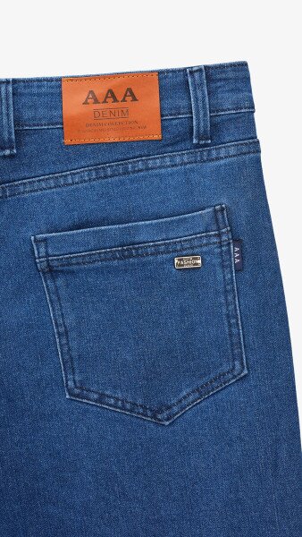 Купить Джинсы Slim Fit однотонные мужские 902 31 Синий Артикул: 2000999453571 Фото №9