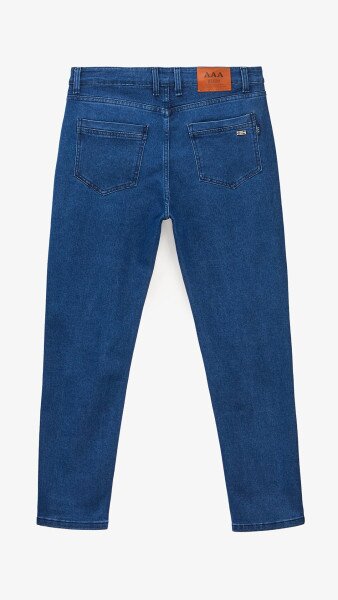 Купить Джинсы Slim Fit однотонные мужские 902 31 Синий Артикул: 2000999453571 Фото №10