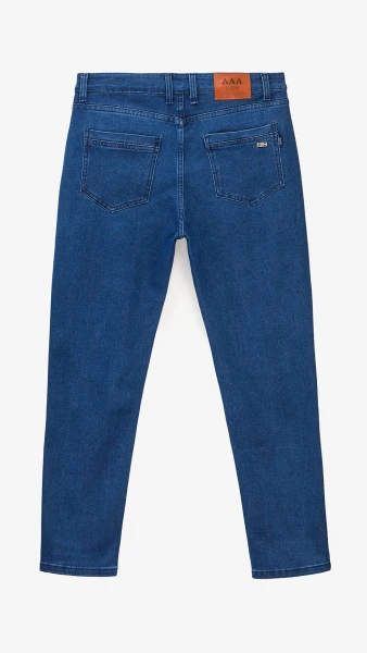 Купить Джинсы Slim Fit однотонные мужские 902 30 Синий Артикул: 2000999453564 Фото №10