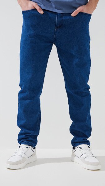 Купить Джинсы Slim Fit однотонные мужские 902 31 Синий Артикул: 2000999453571 Фото №1