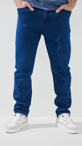 Купить Джинсы Slim Fit однотонные мужские 902 30 Синий Артикул: 2000999453564 Фото №1