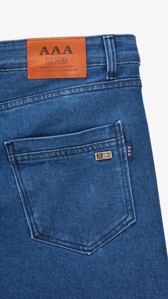 Купить Джинсы Slim Fit однотонные мужские 903 29 Синий Артикул: 2000999453472 Фото №10