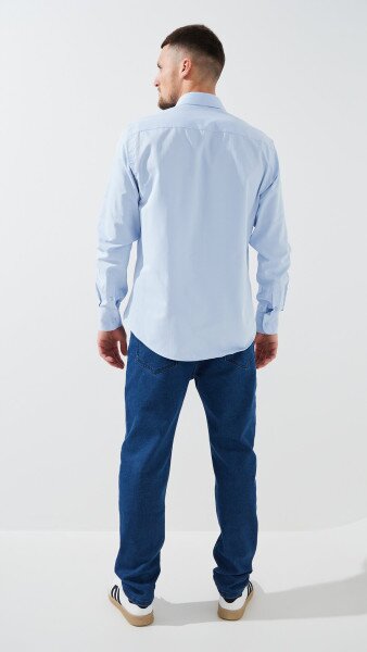 Купить Джинсы Slim Fit однотонные мужские 903 29 Синий Артикул: 2000999453472 Фото №5