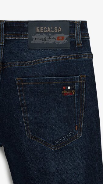 Купити Джинси Slim Fit однотонні чоловічі RB0081DT 27 Темно-синій Артикул: 2000999259005 Фото №3