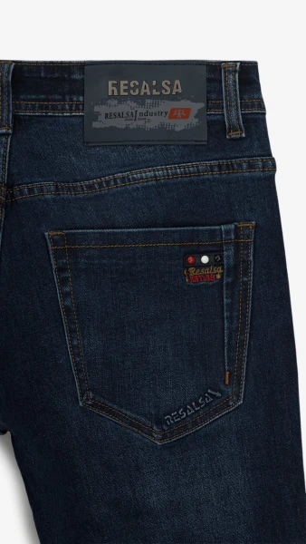 Купити Джинси Slim Fit однотонні чоловічі RB0081DT 27 Темно-синій Артикул: 2000999259005 Фото №3