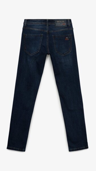 Купити Джинси Slim Fit однотонні чоловічі RB0081DT 27 Темно-синій Артикул: 2000999259005 Фото №5