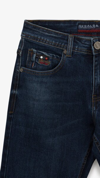 Купити Джинси Slim Fit однотонні чоловічі RB0081DT 27 Темно-синій Артикул: 2000999259005 Фото №2