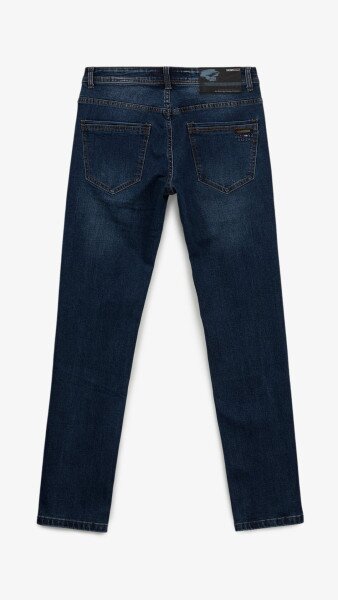 Купити Джинси Slim Fit однотонні чоловічі RB0082DT 27 Темно-синій Артикул: 2000999259159 Фото №5