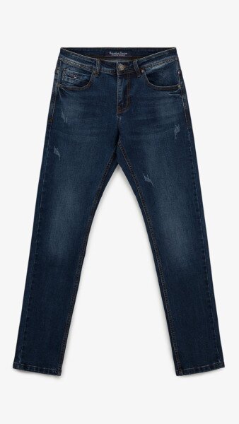 Купити Джинси Slim Fit однотонні чоловічі RB0082DT 27 Темно-синій Артикул: 2000999259159 Фото №1