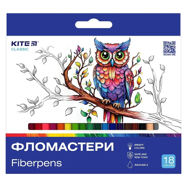 Купить Фломастеры Kite K-448 18 цветов (4063276207074)(SC) Артикул: 4063276207074 Фото №1