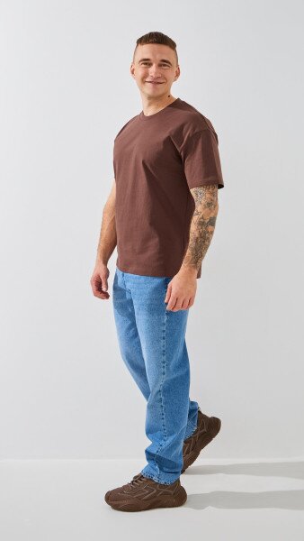 Купить Футболка однотонная мужская GENUA 24-0711 L Коричневый Артикул: 2000999389900 Фото №3