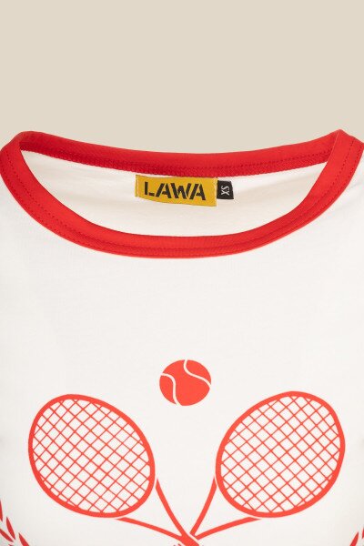 Купити Футболка з принтом Tennis жіноча LAWA P-WB02365 XS Молочний Артикул: 2000990659804 Фото №7