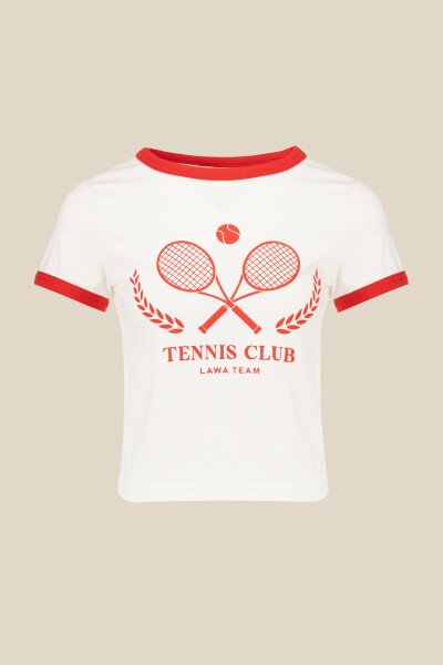 Купити Футболка з принтом Tennis жіноча LAWA P-WB02365 XS Молочний Артикул: 2000990659804 Фото №6