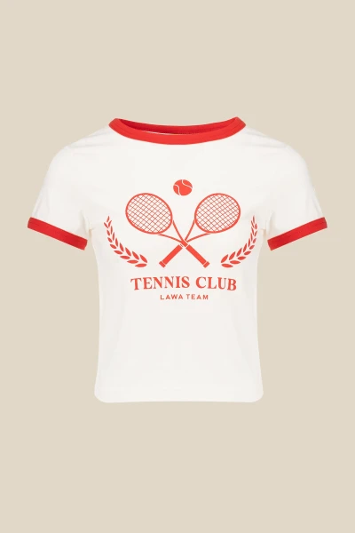 Футболка с принтом Tennis женская LAWA P-WB02365 XS Молочный  Фото №5