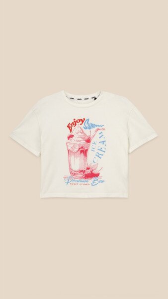 Купить Футболка с принтом Enjoy Summer женская LAWA P-WB02401 L Молочный Артикул: 2000999215360 Фото №6