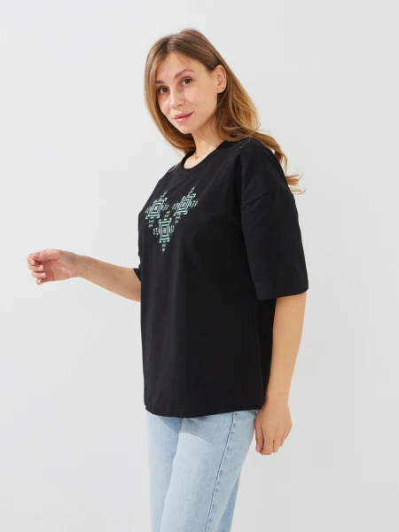 Купить Футболка с принтом женская GENUA G01104-0020 XL Черный Артикул: 2000999449659 Фото №3
