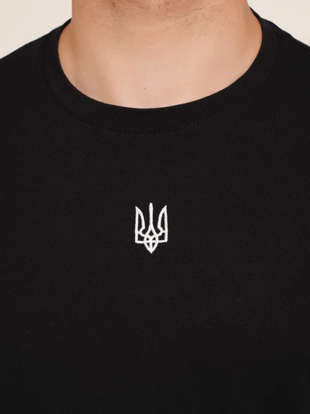 Купити Футболка з принтом чоловіча Герб білий LAWA E-MB02307 3XL Чорний Артикул: 2000990242730 Фото №2