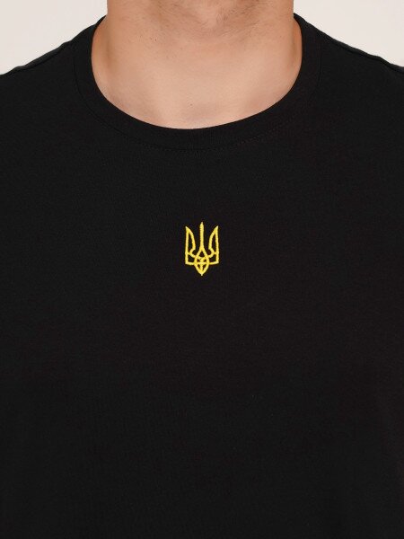 Купити Футболка з принтом чоловіча Герб золотий LAWA E-MB02307 S Чорний Артикул: 2000990242747 Фото №4