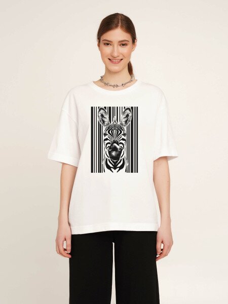 Купити Футболка з принтом жіноча LAWA CTM P-WB02308 Zebra XS Білий Артикул: 2000989893721 Фото №2