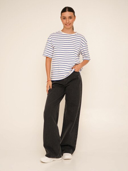 Купити Футболка з візерунком жіноча LAWA WBC02401 M Біло-синій Артикул: 2000990632562 Фото №4