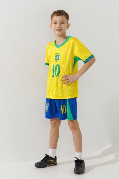 Купити Футбольна форма для хлопчика BLD БРАЗИЛИЯ NEYMAR JR 104 см Жовтий Артикул: 2000903882244 Фото №3