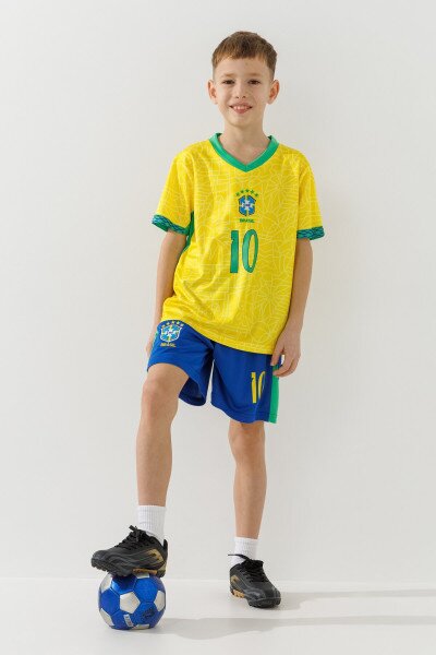 Купити Футбольна форма для хлопчика BLD БРАЗИЛИЯ NEYMAR JR 104 см Жовтий Артикул: 2000903882244 Фото №1