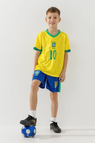 Футбольная форма для мальчика BLD БРАЗИЛИЯ NEYMAR JR 104 см Желтый  Фото №0
